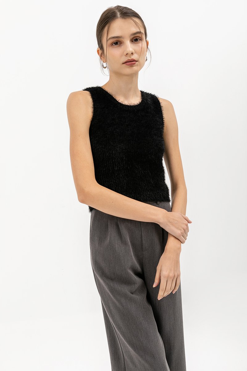 MAURICE FURRY KNIT TOP