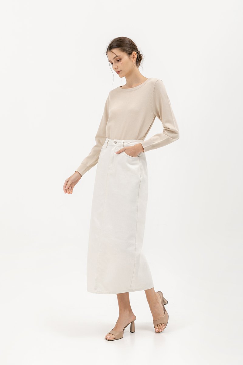 MALIKA DENIM MIDI SKIRT