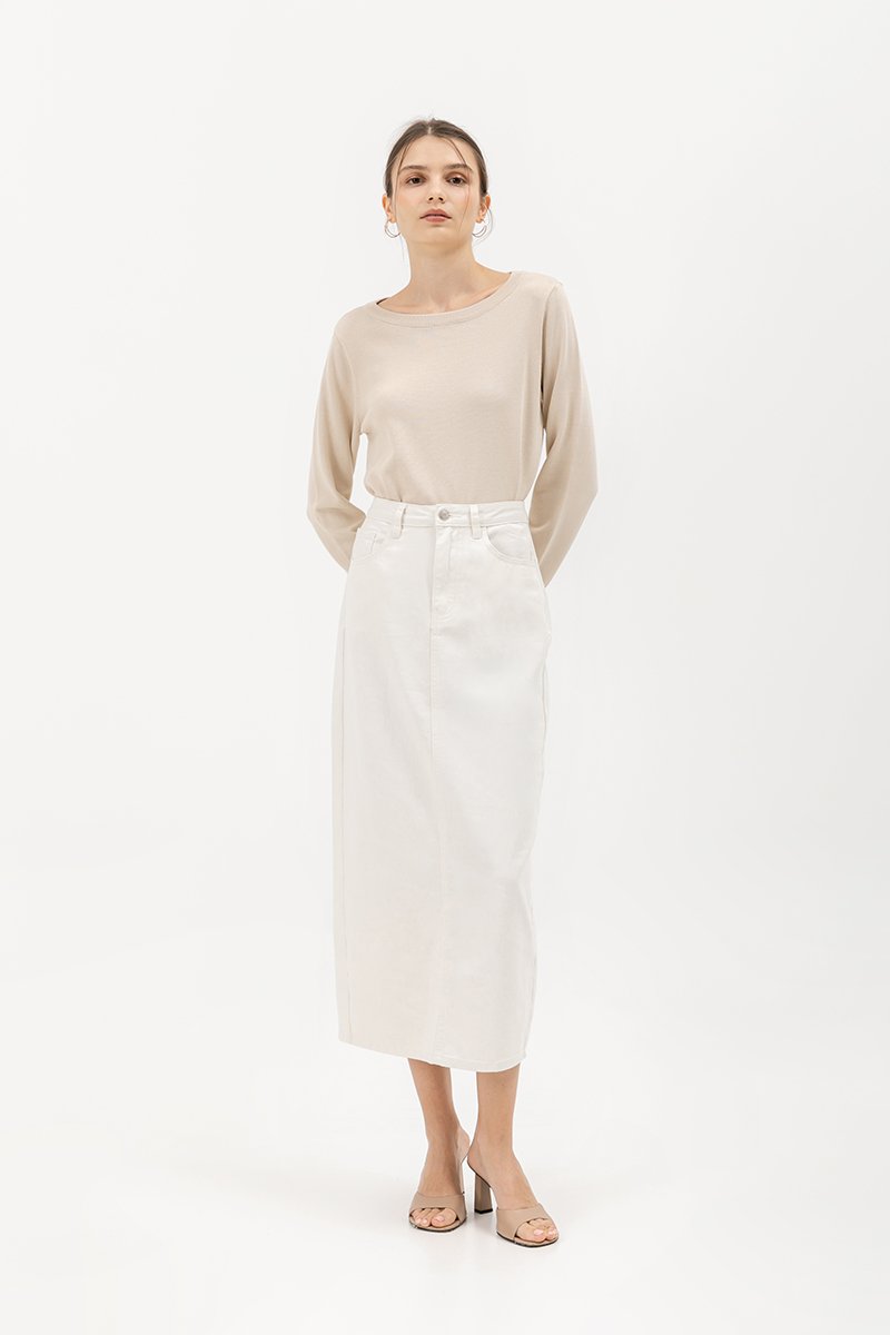 MALIKA DENIM MIDI SKIRT