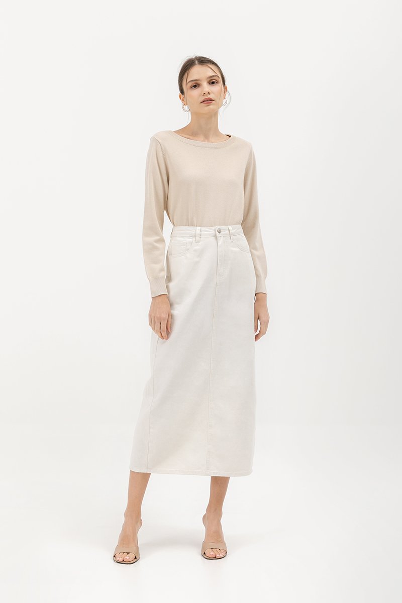 MALIKA DENIM MIDI SKIRT