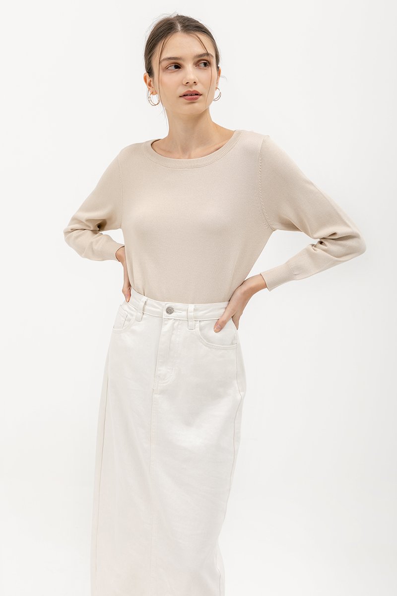 MALIKA DENIM MIDI SKIRT