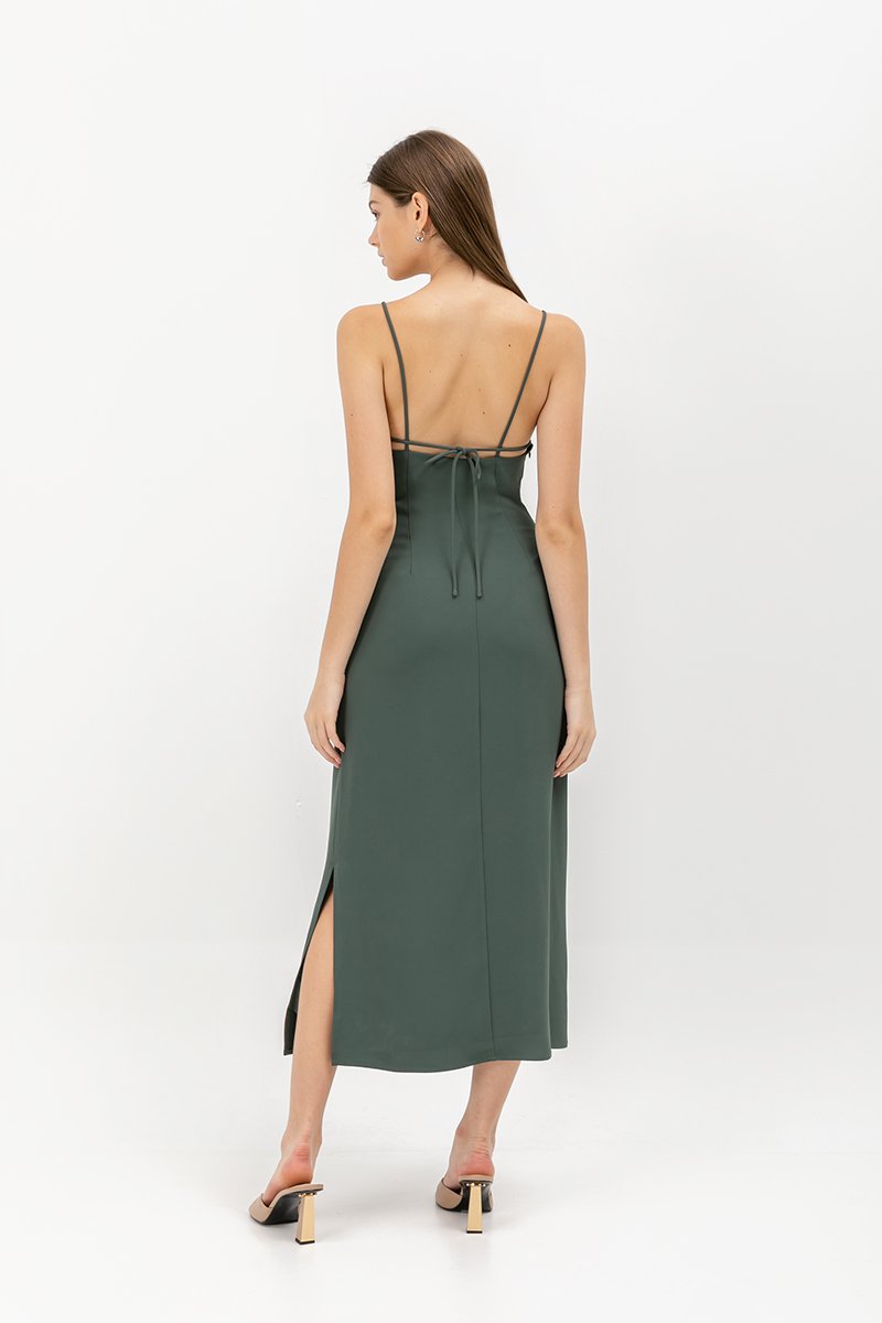 KACEY BACK TIE PADDED MAXI DRESS