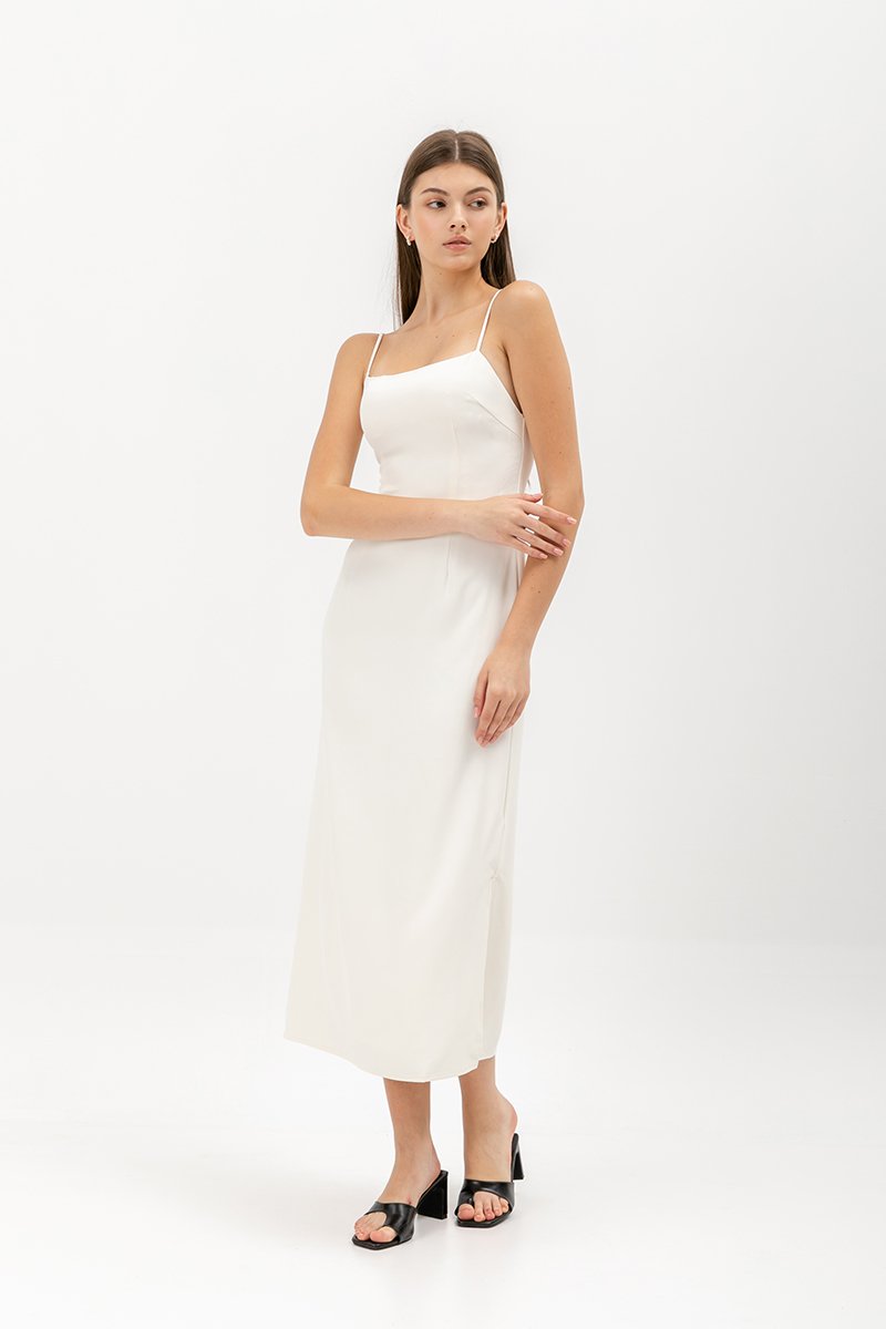 KACEY BACK TIE PADDED MAXI DRESS