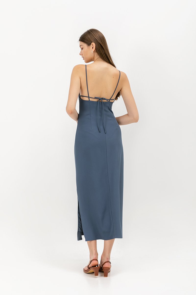 KACEY BACK TIE PADDED MAXI DRESS