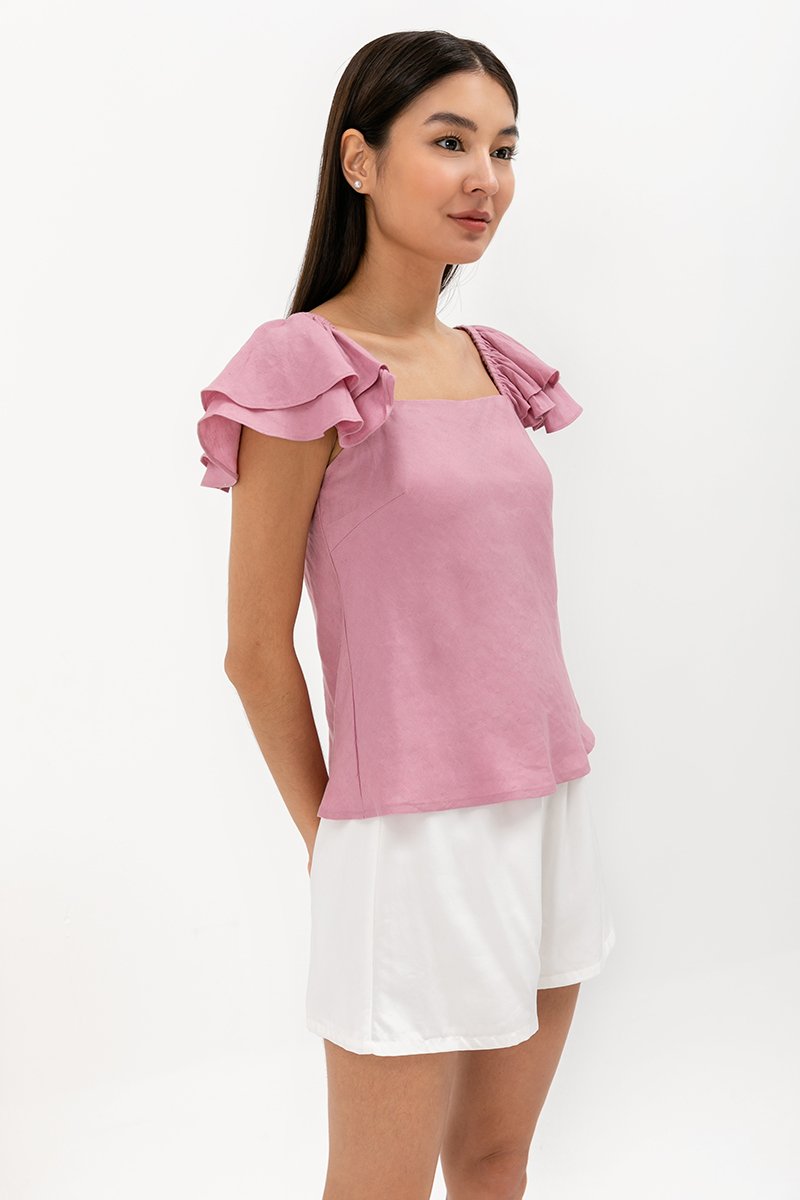 THYLIN RUFFLE SLEEVE TOP