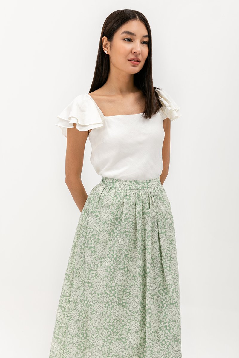 THYLIN RUFFLE SLEEVE TOP