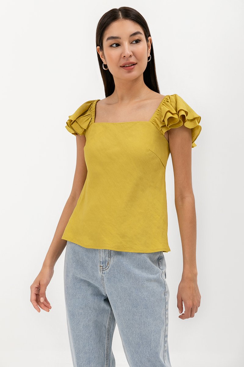THYLIN RUFFLE SLEEVE TOP