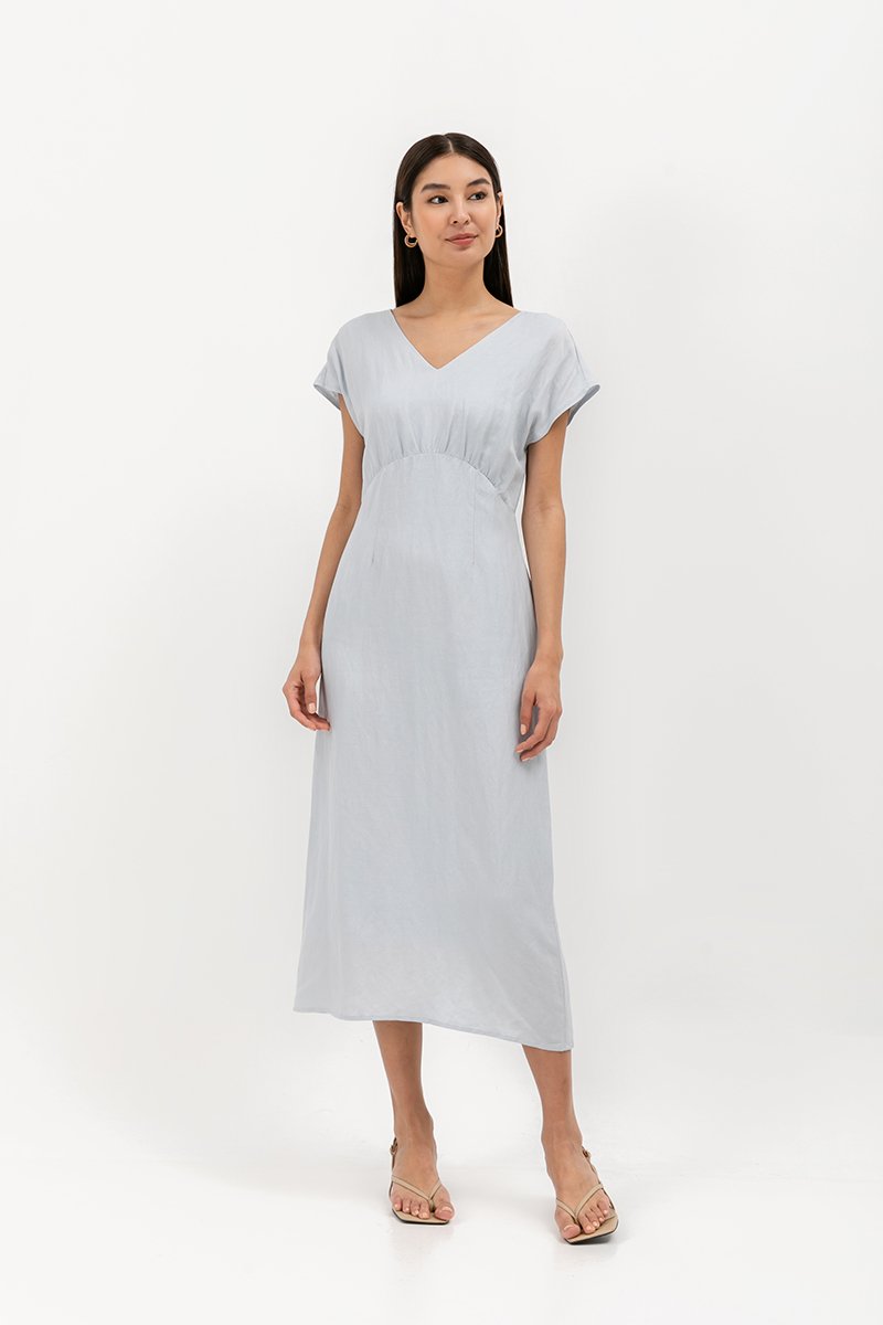 JASIE V NECK LINEN DRESS
