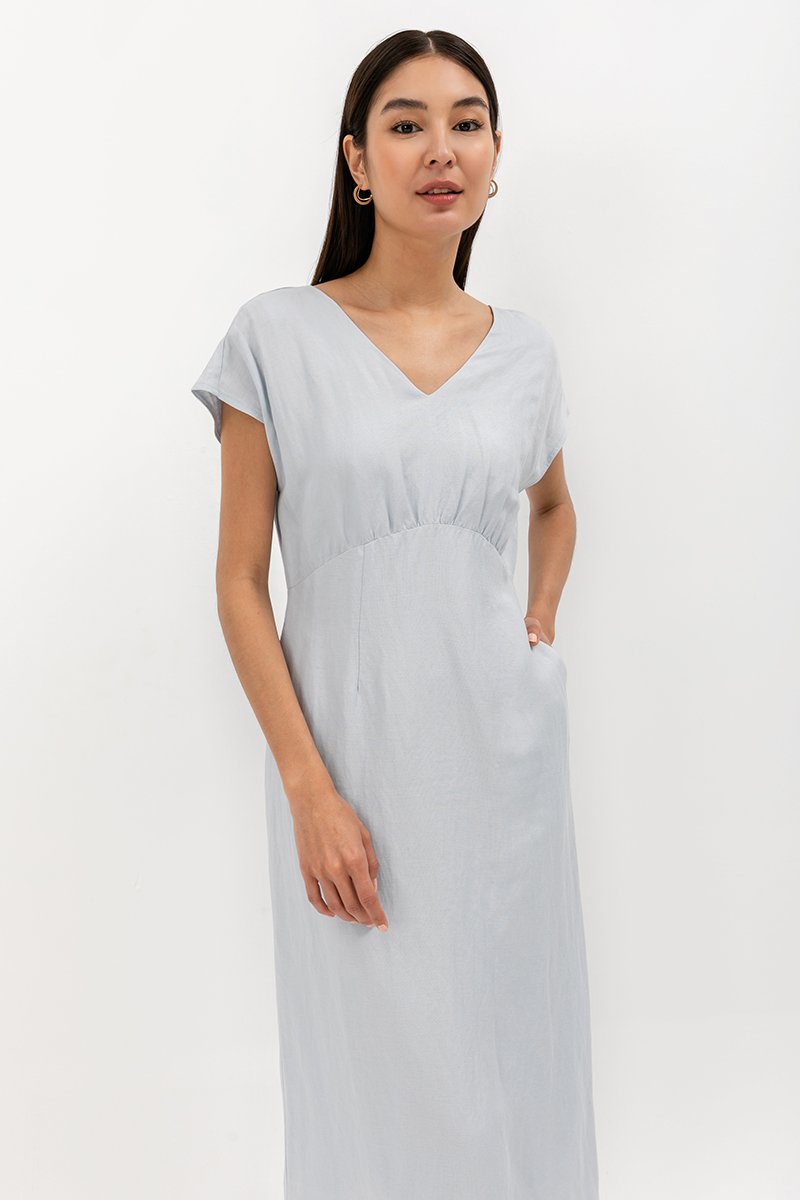 JASIE V NECK LINEN DRESS