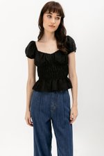 CLEMENTINE RUCHED PEPLUM TOP