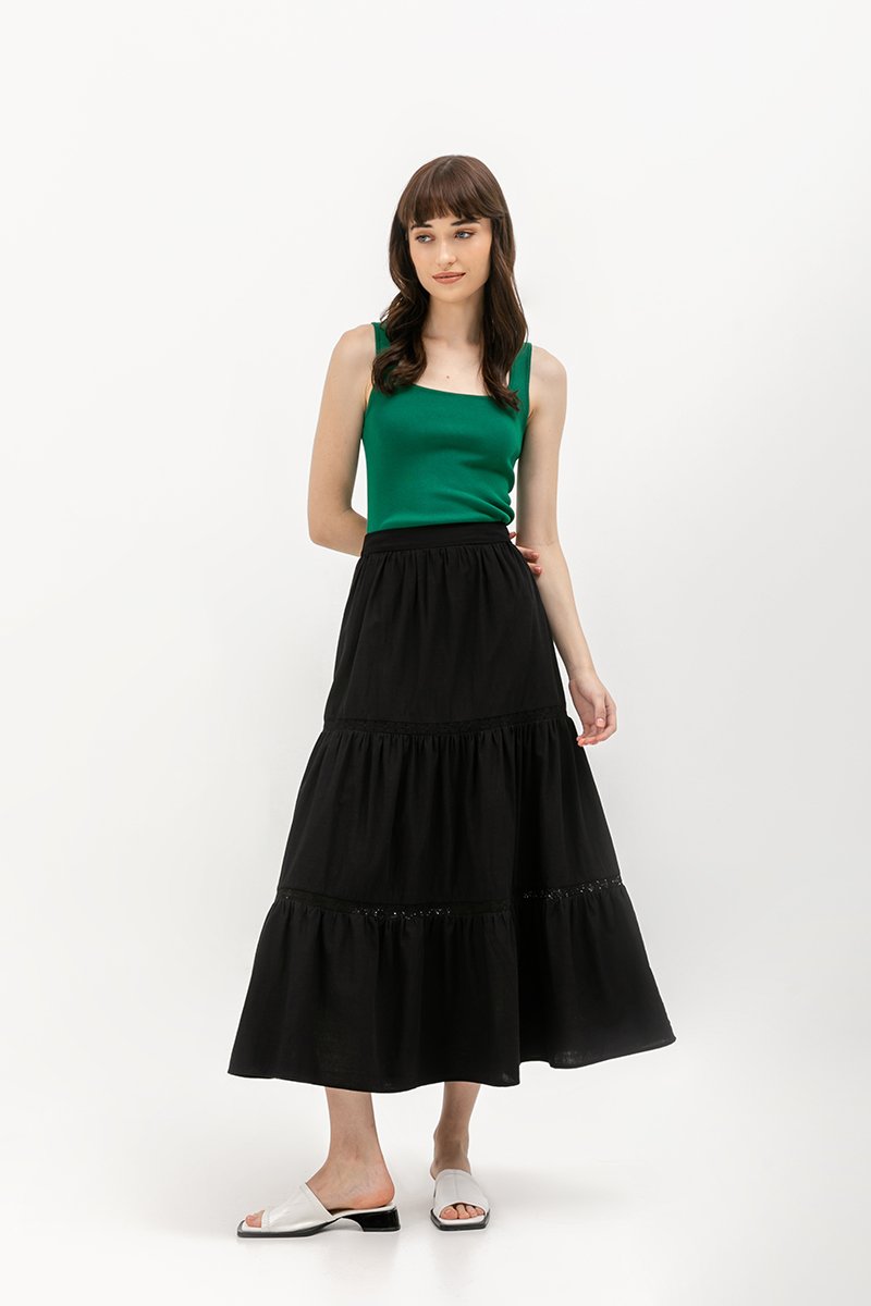 ZENDAYA LACE TIERED SKIRT