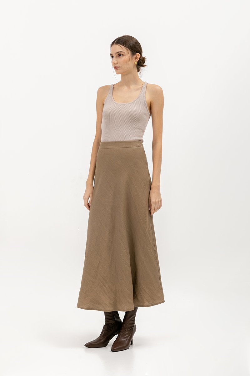 KELLIN BIAS LINEN SKIRT