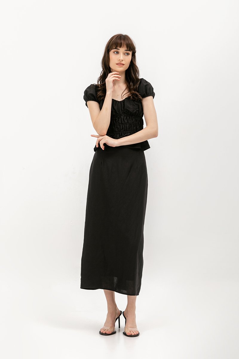 CLEMENTINE RUCHED PEPLUM TOP