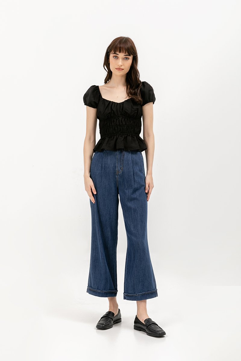 CLEMENTINE RUCHED PEPLUM TOP