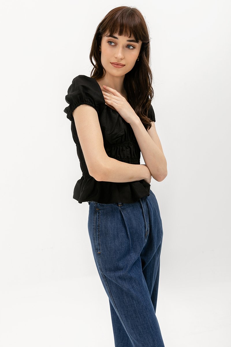 CLEMENTINE RUCHED PEPLUM TOP