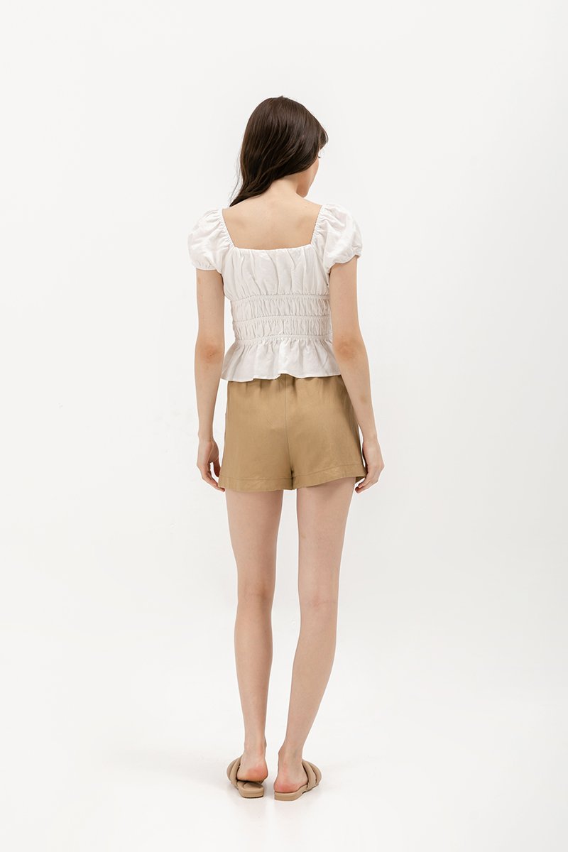 CLEMENTINE RUCHED PEPLUM TOP