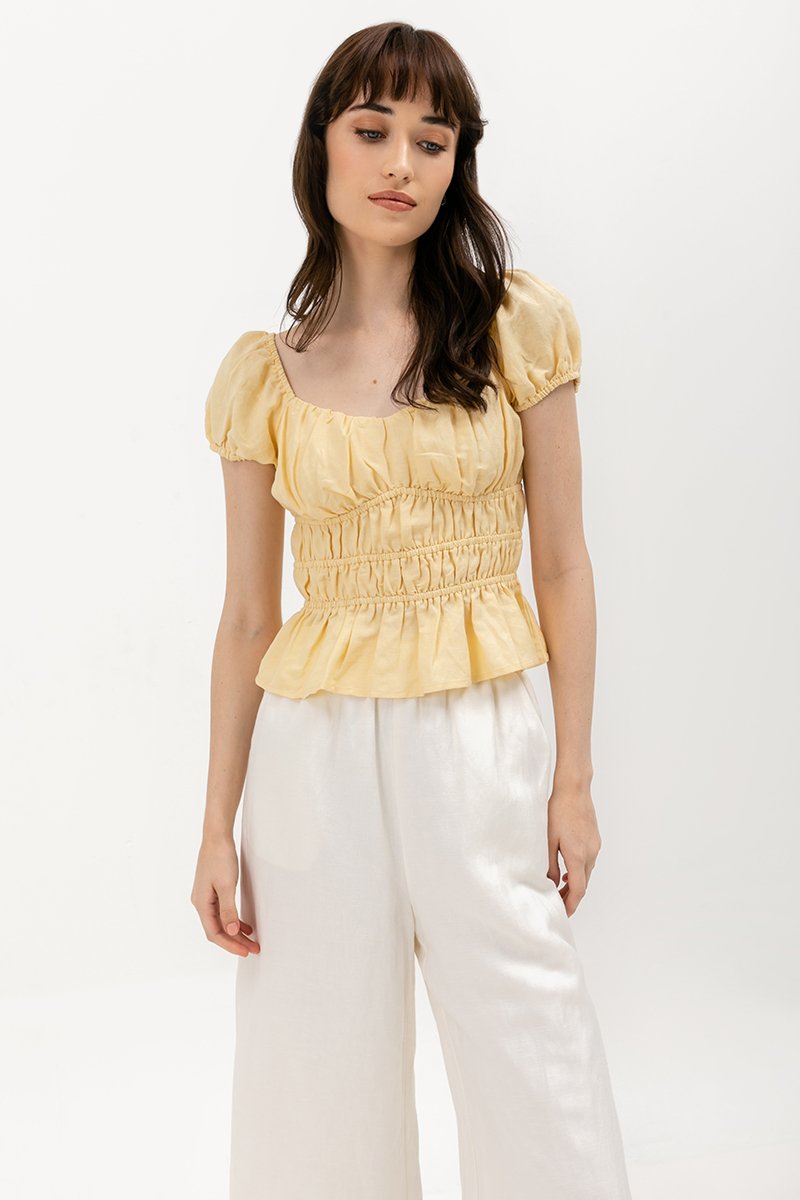 CLEMENTINE RUCHED PEPLUM TOP
