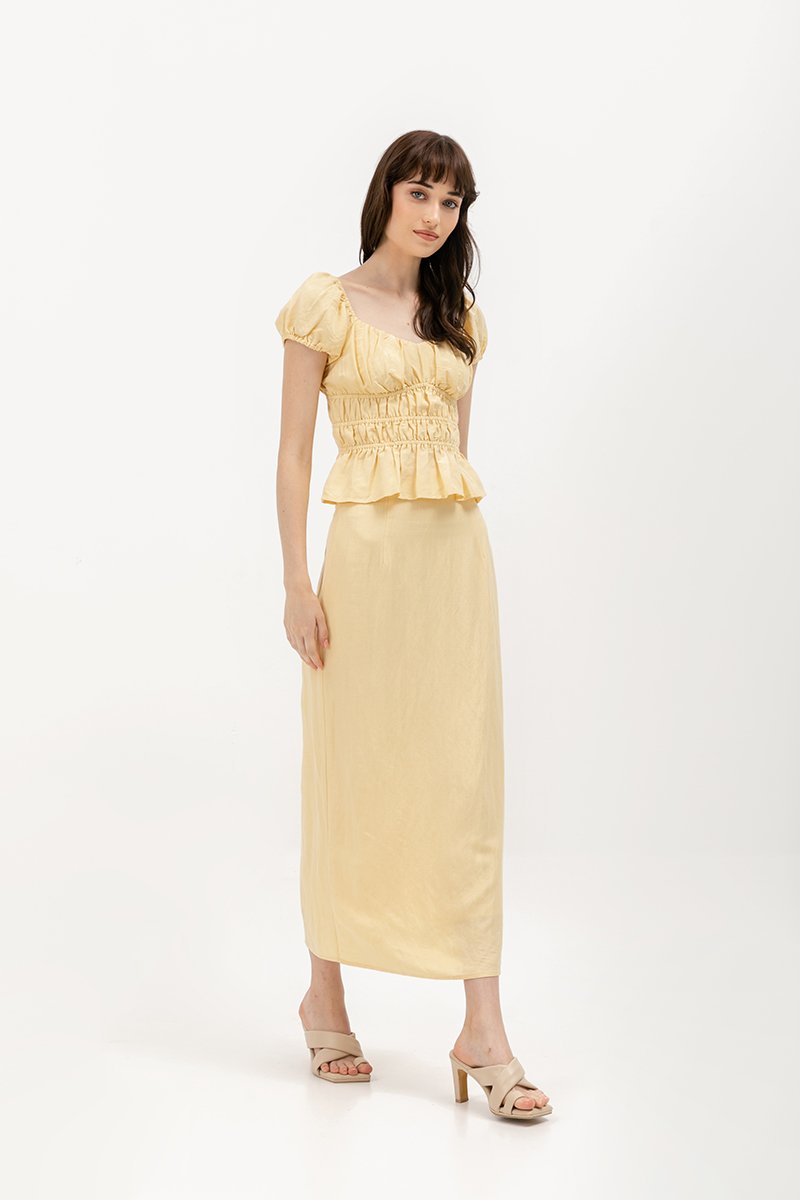 CLEMENTINE RUCHED PEPLUM TOP