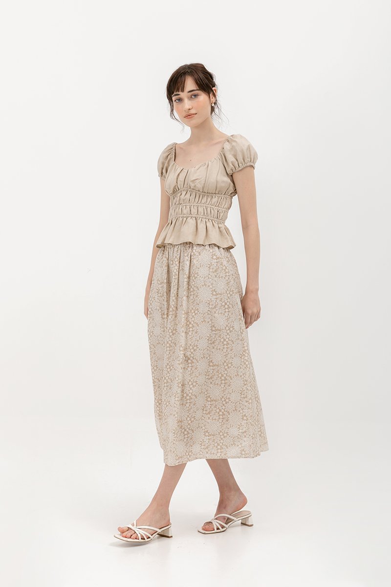 CLEMENTINE RUCHED PEPLUM TOP