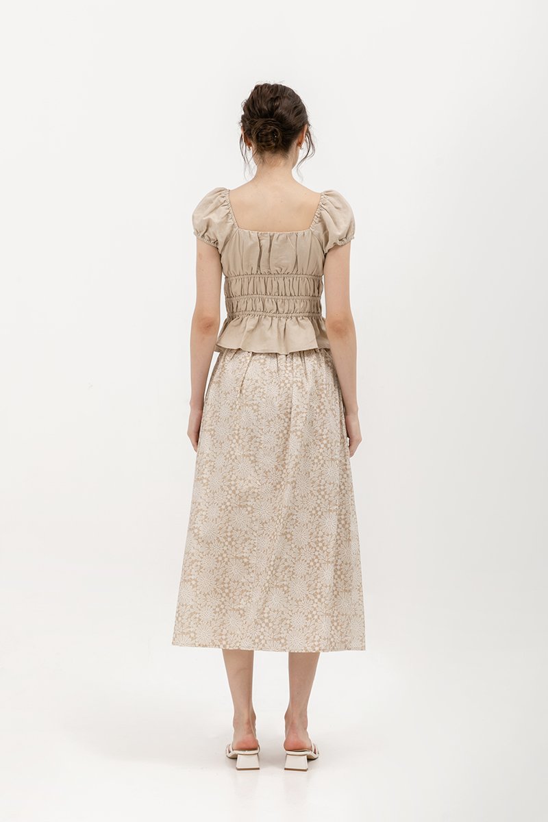 CLEMENTINE RUCHED PEPLUM TOP