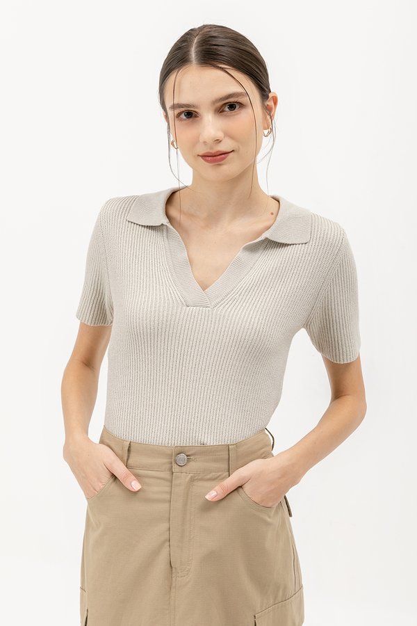 ANTONIO COLLARED KNIT TOP ANTONIO COLLARED KNIT TOP