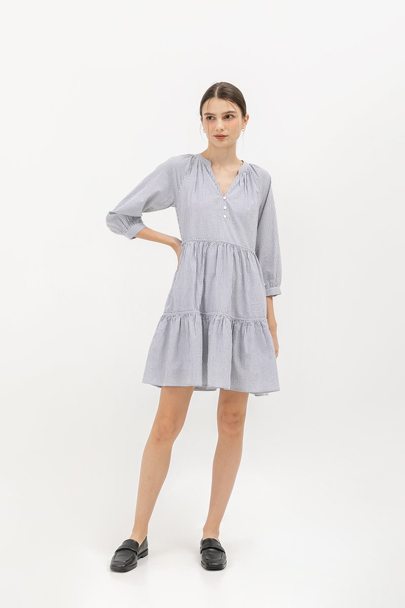 MARCEL STRIPED LONG SLEEVE DRESS