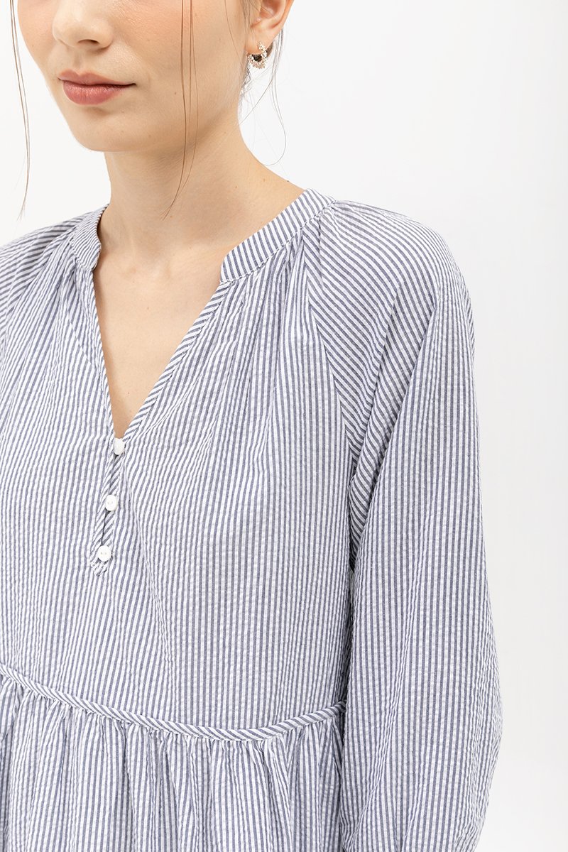 MARCEL STRIPED LONG SLEEVE DRESS