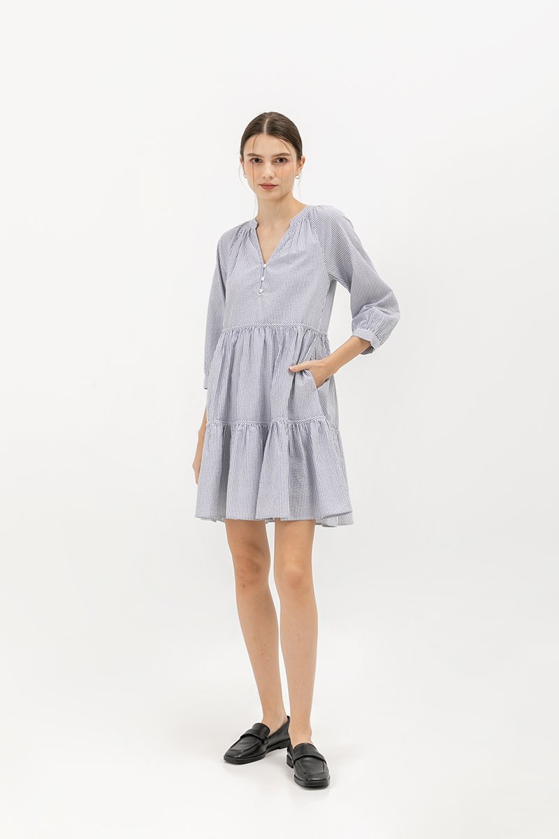 MARCEL STRIPED LONG SLEEVE DRESS