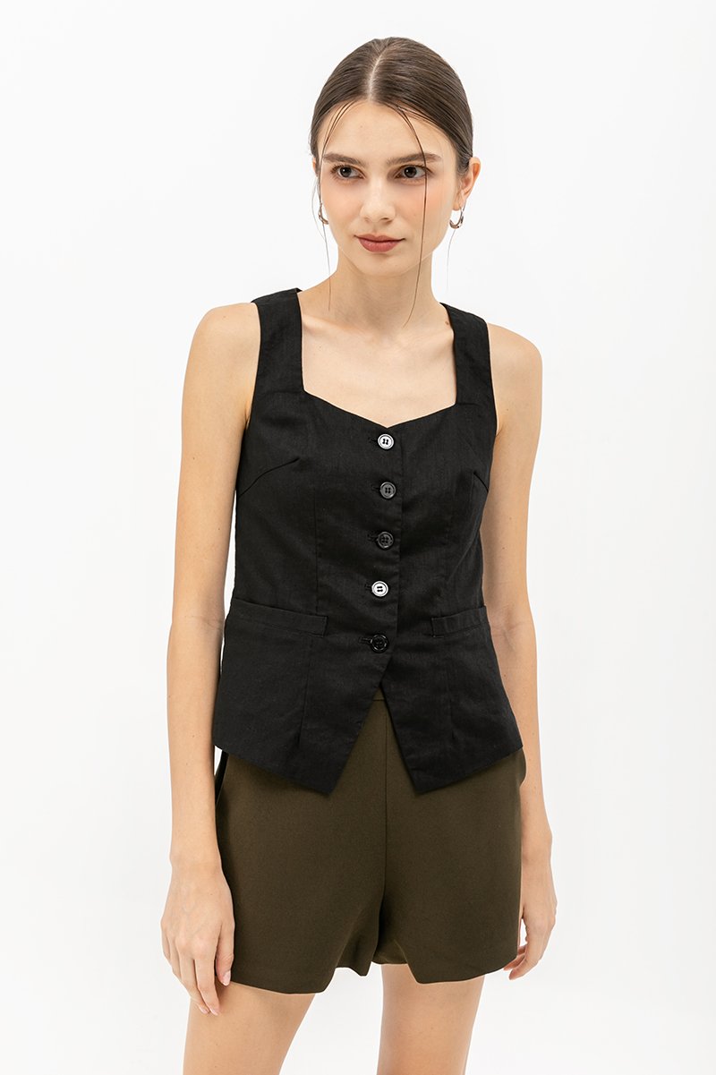 VIDA LINEN VEST TOP