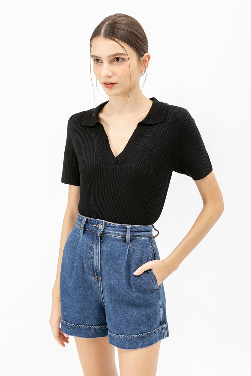 ANTONIO COLLARED KNIT TOP