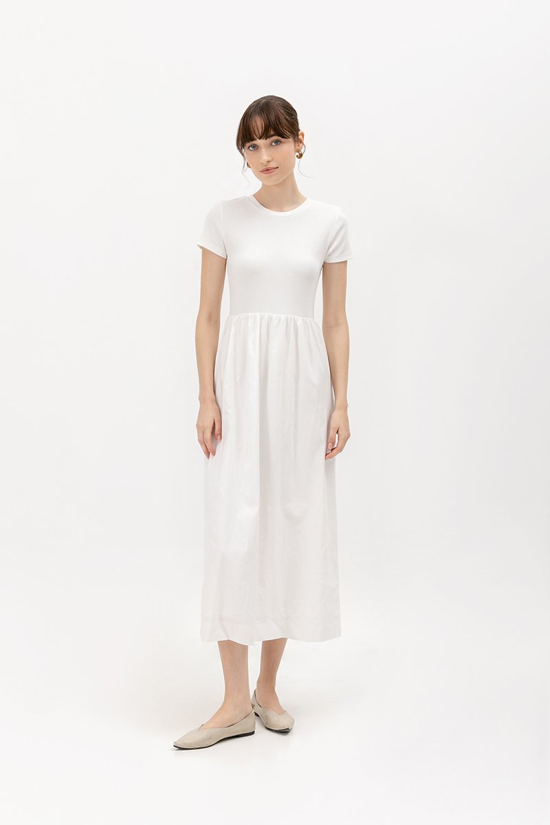 ZIGGY CONTRAST FABRIC MIDI DRESS