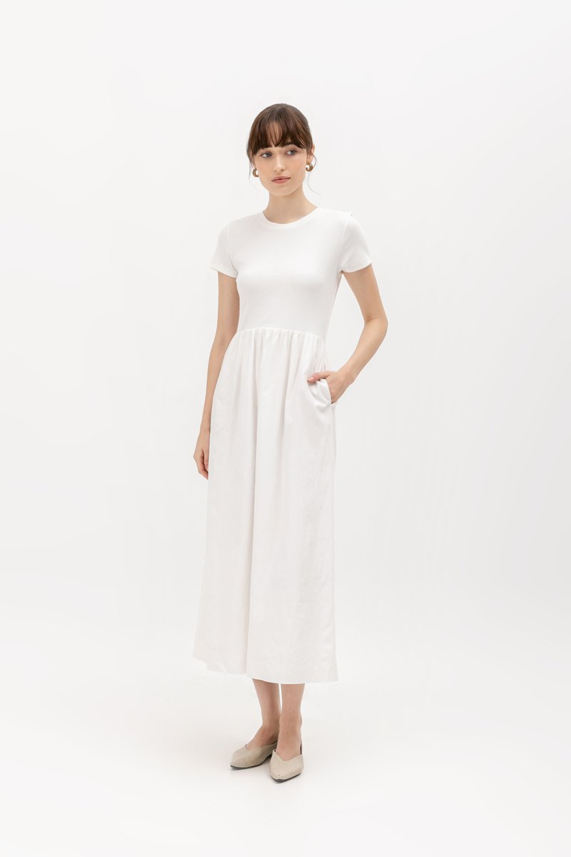 ZIGGY CONTRAST FABRIC MIDI DRESS