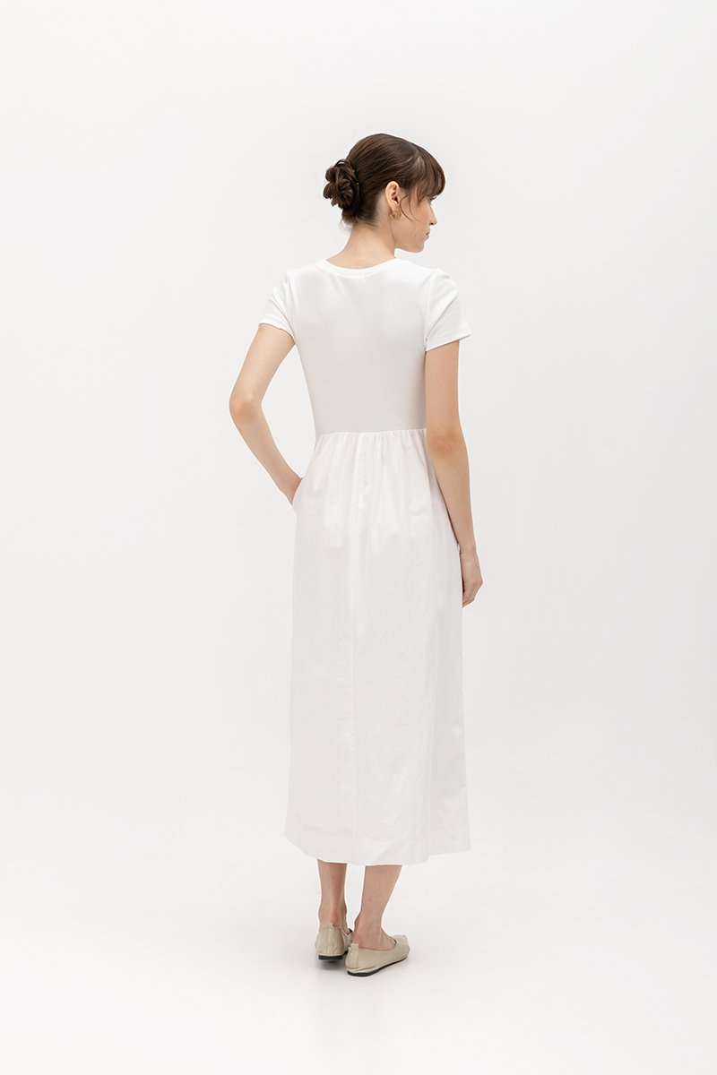 ZIGGY CONTRAST FABRIC MIDI DRESS