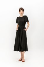 SARIN FLUTTER SLEEVES MIDI DRESS