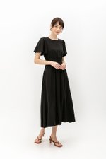 SARIN FLUTTER SLEEVES MIDI DRESS