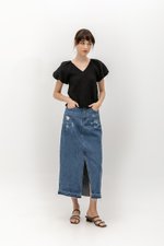 CLEO JACQUARD PUFF SLEEVE TOP