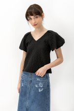 CLEO JACQUARD PUFF SLEEVE TOP
