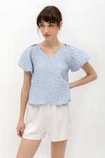 CLEO JACQUARD PUFF SLEEVE TOP