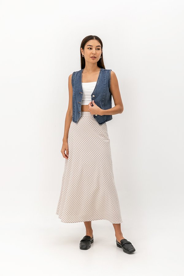 SHONNA BIAS CUT GINGHAM SKIRT SHONNA BIAS CUT GINGHAM SKIRT