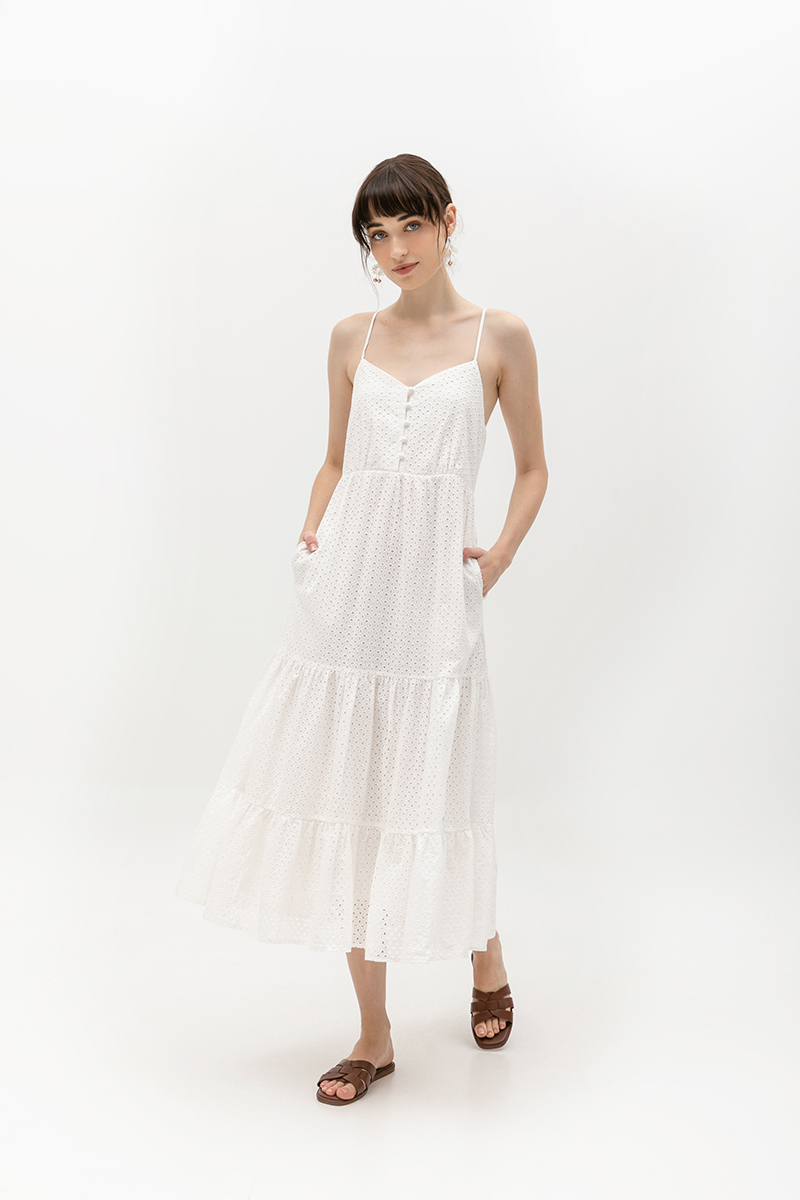 DESTINY EYELET TIERED MAXI DRESS