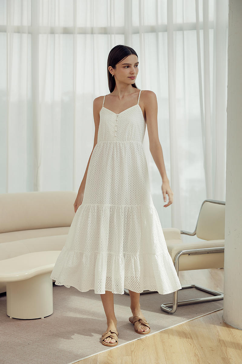 DESTINY EYELET TIERED MAXI DRESS