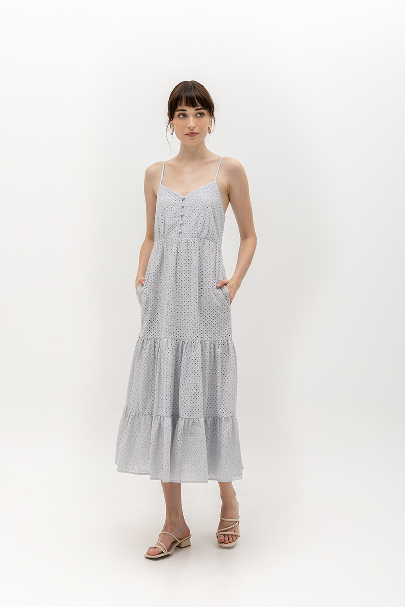 DESTINY EYELET TIERED MAXI DRESS