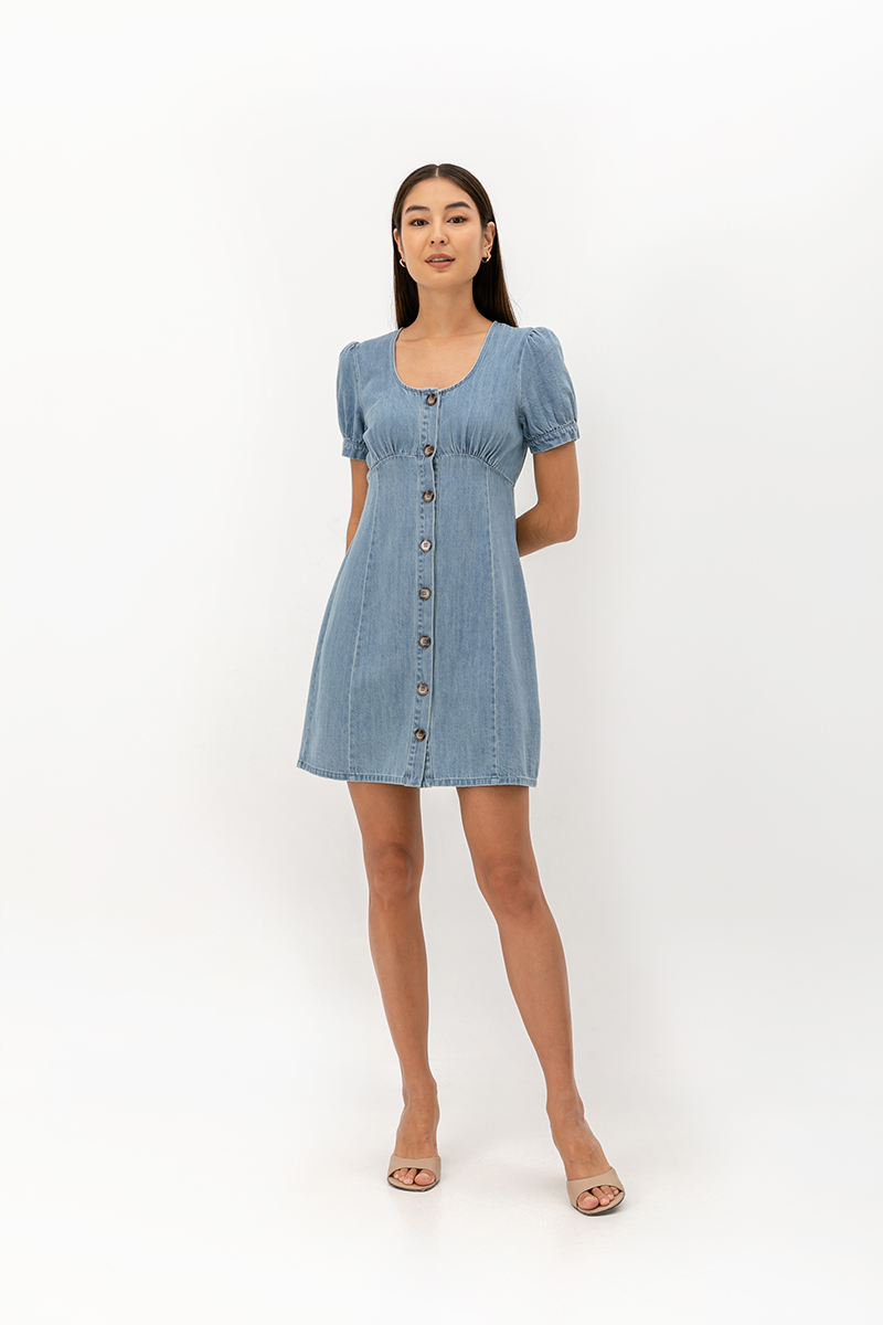 MIXIE BUTTONDOWN DENIM MINI DRESS