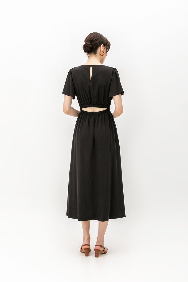 SARIN FLUTTER SLEEVES MIDI DRESS