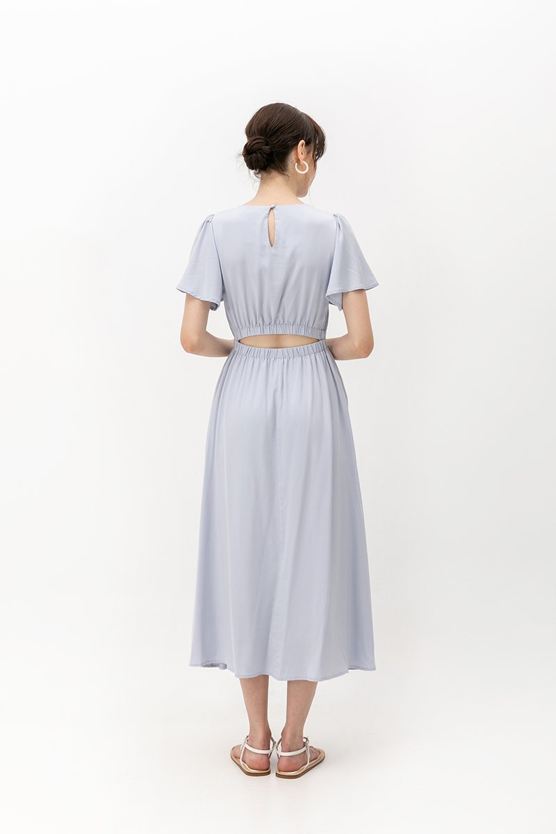 SARIN FLUTTER SLEEVES MIDI DRESS