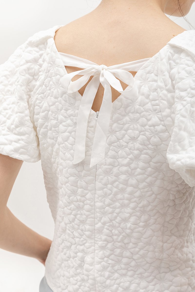 CLEO JACQUARD PUFF SLEEVE TOP
