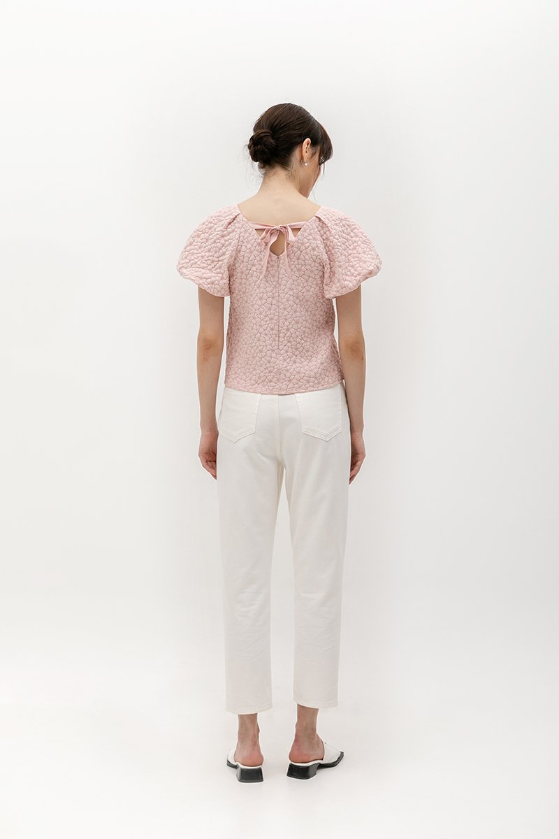 CLEO JACQUARD PUFF SLEEVE TOP