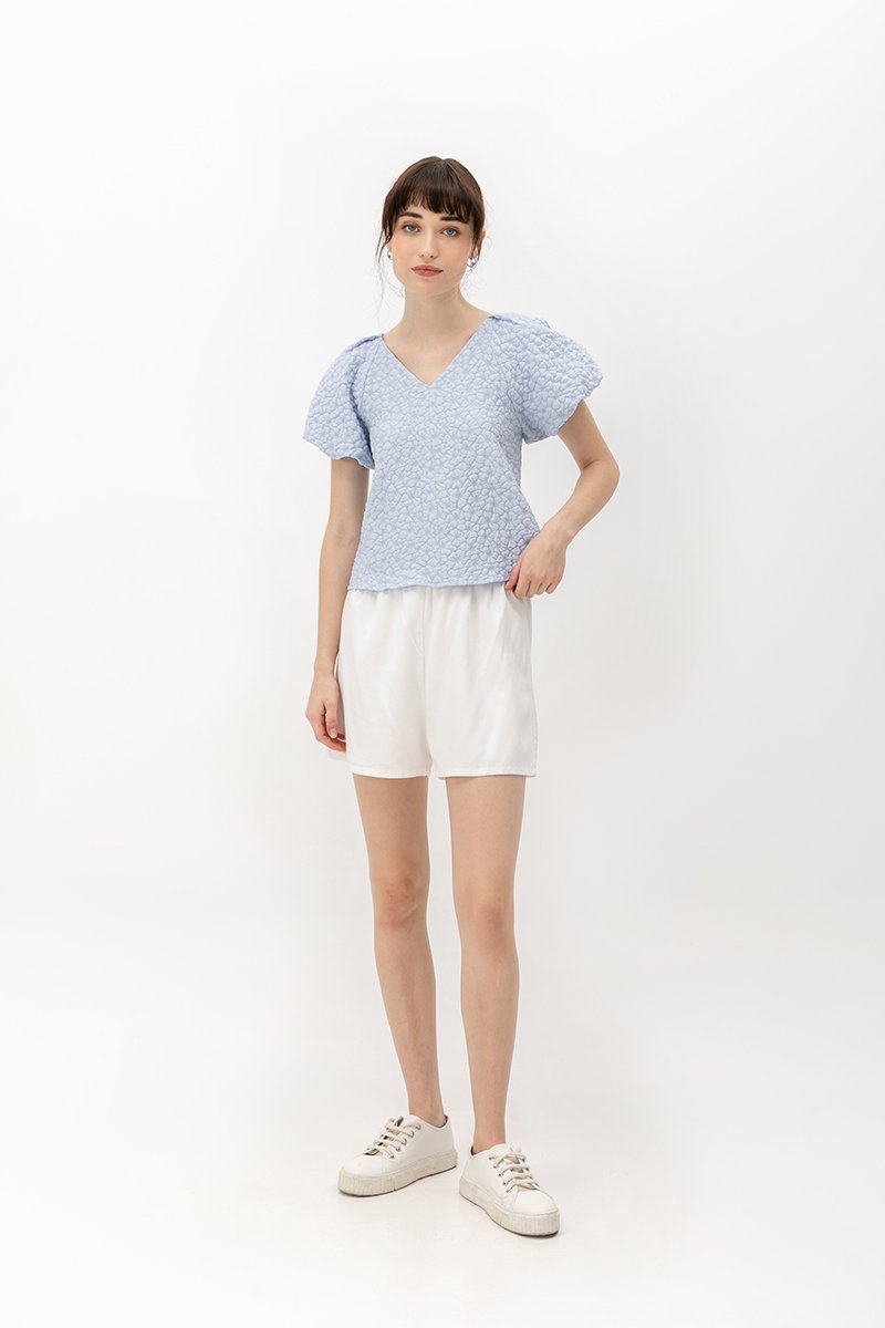 CLEO JACQUARD PUFF SLEEVE TOP