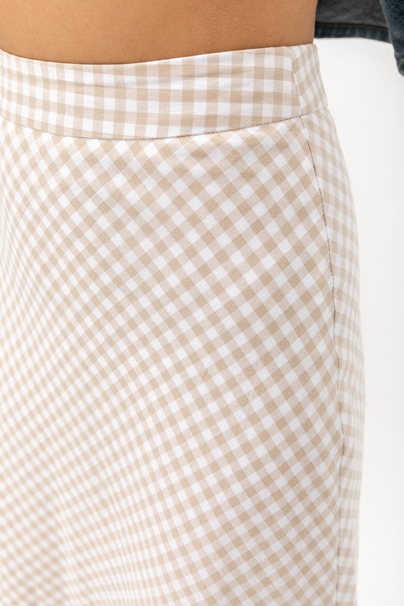 SHONNA BIAS CUT GINGHAM SKIRT