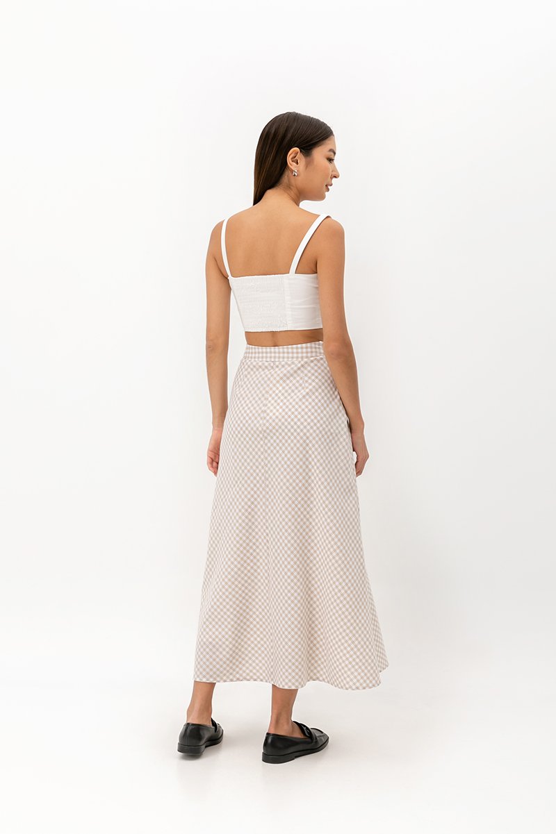 SHONNA BIAS CUT GINGHAM SKIRT